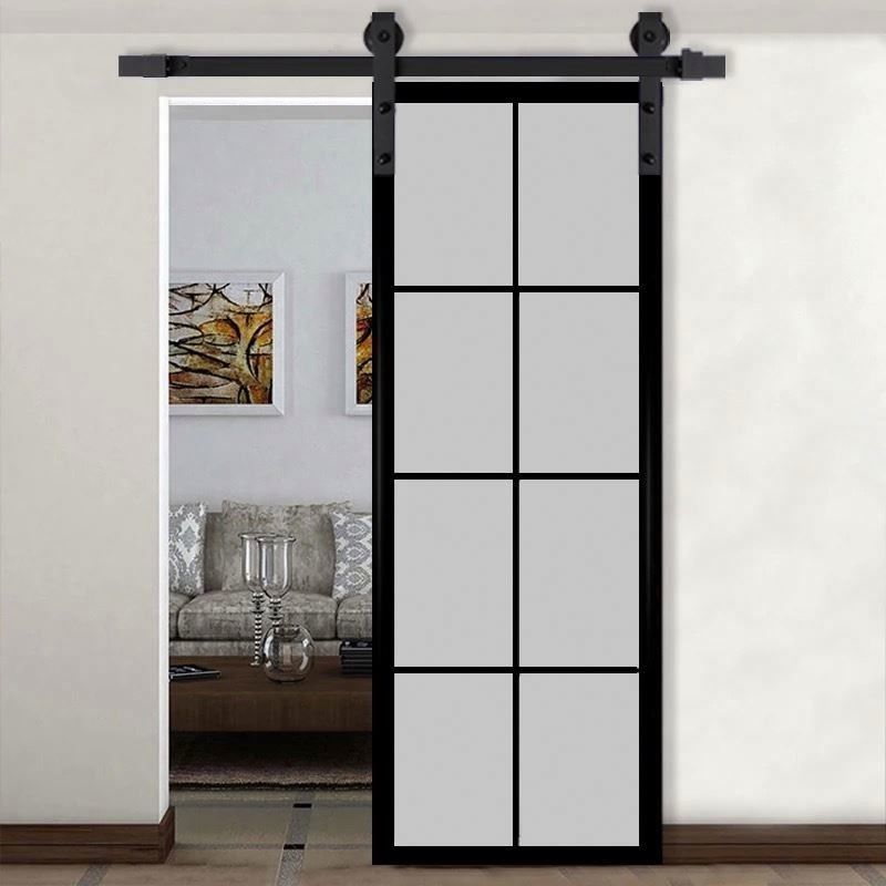 soft close sliding door hardware Patio Door slim frame black color narrow glass